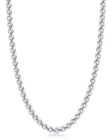 Jewlpire Silver Chain for Men, 4mm Wheat Chain Necklace Stainless Steel Necklaces Chains for Men, Mens Necklaces 20 Inch