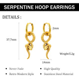 NewHuajiava 18K Gold Plated Snake Earrings Hypoallergenic for Sensitive Ear