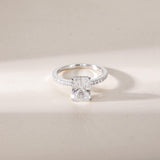 EAMTI 3CT 925 Sterling Silver Engagement Rings Radiant Cut Solitaire Cubic Zirconia CZ Wedding Promise Rings for Her Wedding Bands for Women Size 9