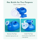 Male Urinal Bottle 68 OZ Portable Urinals for Men 59" Long Hose with Lid (Blue)