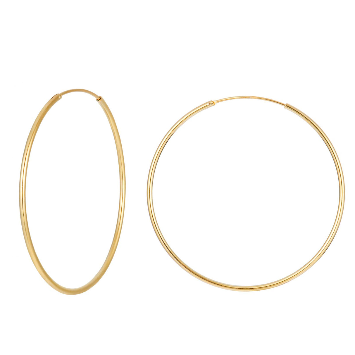 Thin Gold Hoops 40mm Medium Size | 1.2mm Sterling Silver Simple Large Hoop Earrings | Minimalist Skinny Threader Gold Hoop Multiple Sizes