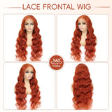 28 Inch Ginger Lace Front Wigs Human Hair Pre Plucked 12A HD Ginger Wig Human Hair 200 Density Ginger Orange Human Hair Wig 13X4 Frontal 88J Body Wave Glueless Wigs