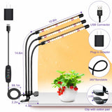 SDOVUERC 3head Plant Lights, 2Pack Grow Lights for Seed Starting, Full Spectrum Growing Lamps with Clip for Indoor Plants, Auto ON & Off Timer 3/9/12H, 3 Switch Modes, 10-Level Dimmable Brightness
