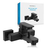 Bächlein Universal Bath Mixer in Angular Design - Complete Bath Faucet Set incl. All Accessories - Single Lever Bath Tap Matt Black