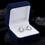 Bonuci 12 Pairs 15 mm Dance Competition Earrings Rhinestone Studs Round Earring Bulk Silver Jewelry Women Performance Wedding(Ear Stud)