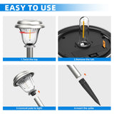 DERAYSION Solar Lights Outdoor Waterproof, Brushed Stainless Steel Glass Solar Pathway Lights, Auto On/Off Long-Lasting Outdoor Solar Lights for Garden, Landscape, Path, Yard 6 Pack