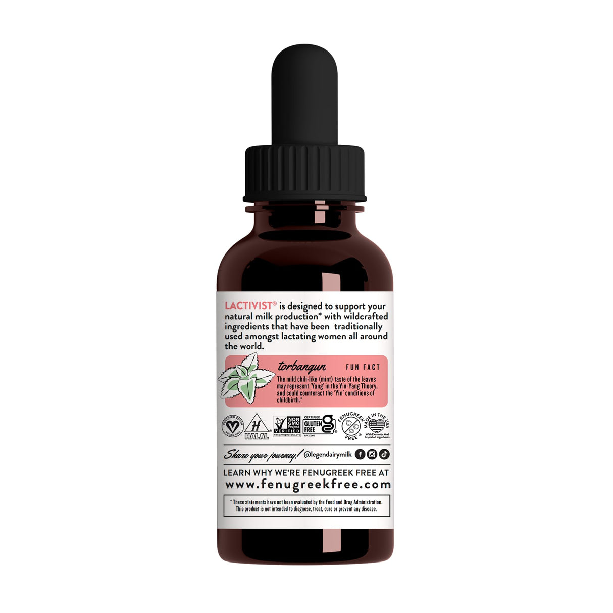 Legendairy Milk Lactivist Drops, Breastfeeding Supplement to Increase Breast Milk Supply, Organic Torbangun for Lactation, Made in USA, Alcohol Free, 4 Fl Oz