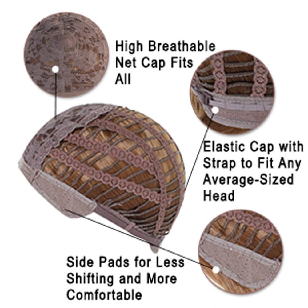 ANOGOL Hair Cap + Short Blonde Men's Wigs Golden Cosplay Wig Light Blonde Wigs Gilgamesh Blond Cosplay Wig for Halloween Christmas Event Costume Short Blonde Hair for Party