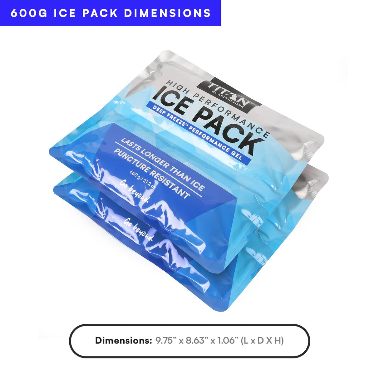 Arctic Zone Titan Deep Freeze Ice Pack- (2 Pack) 600 Gram High Performance Ice Pack - Long-Lasting, Puncture-Resistant Cold Pack Filled with Non-Toxic Gel…