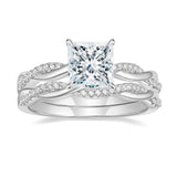Mameloly 2ct Wedding Band for Women Princess Cut Bridal Ring Sets Cubic Zirconia Promise Engagement Rings Twisting Infinity Pave Set Size 7