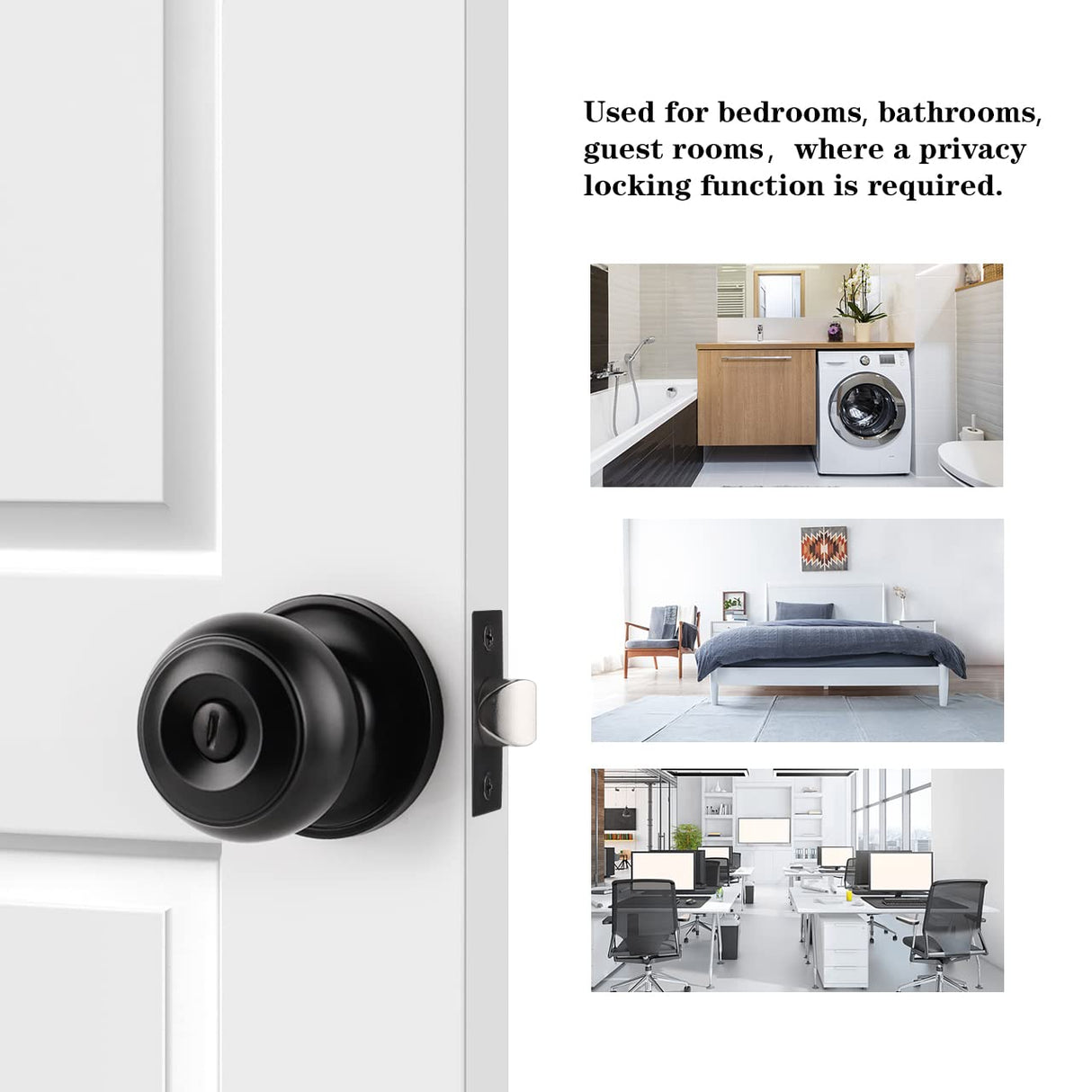 Probrico Gold Interior Door Knobs for Bedroom Bathroom, Polished Brass Privacy Door Knob Keyless Door Lock with Round Ball Knob, 8 Pack