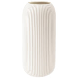 Ceramic Vase for Flowers – Modern Small Ribbed Textured Flower Vase for Home Decor, Pampas Grass, Decorative, Farmhouse, Coffee Table, Kitchen Centerpieces, Bookshelf and Home Living (XL White)