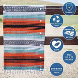 Benevolence LA Authentic Handwoven Mexican Blanket | Yoga Blankets, Outdoor, Picnic, Beach, Camping | Equestrian Saddle | Serape 50x70 inches - Mandarin, Pack of 1