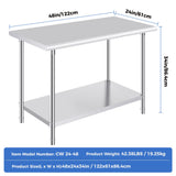 OSTBA Stainless Steel Table for Prep & Work 24x48 Inches, NSF Metal Commercial Heavy Duty Table with Adjustable Undershelf and Adjustable Foot for Restaurant Kitchen Home and Hotel