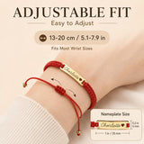 Personalized Name Bracelet, Adjustable Red Braided Cord Design