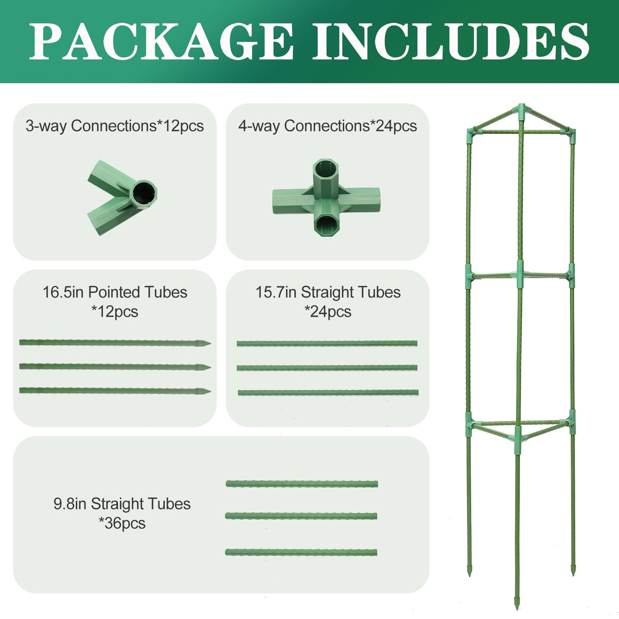 Tiuire Tomato Cages for Garden,4 Pack 50in Tall Tomato Plant Support Stakes Adjustable Heavy Duty Steel Plant Tower Stakes, Updated Cucumber Trellis Garden Cages for Climbing Plants Vegetable Flowers