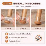 YOZON Chair Leg Floor Protectors for Hardwood Floors Felt Furniture Pads Silicone Caps 32 Pack Anti-Scratch Reduce Noise Clear Round Medium Fit 3/4" to 1-3/16" (19-30mm)