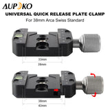 Aupoko QR-50N Plate Compatible with Arca Swiss, 50mm Universal Quick Release Plate Aluminum Alloy Clamp Adapter, 1/4" to 3/8" Compatible with Arca Swiss Ball Head
