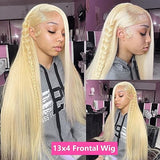 CGCFOYM Blonde 613 Lace Front Wig Human Hair 13x4 HD Transparent Straight Pre Plucked Frontal Wigs 180% Density
