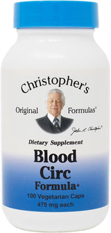 Christopher's Original Formulas Blood Circ Formula Capsules, Herbal Supplement for Cardiovascular & Circulatory Wellness, 100 Capsules