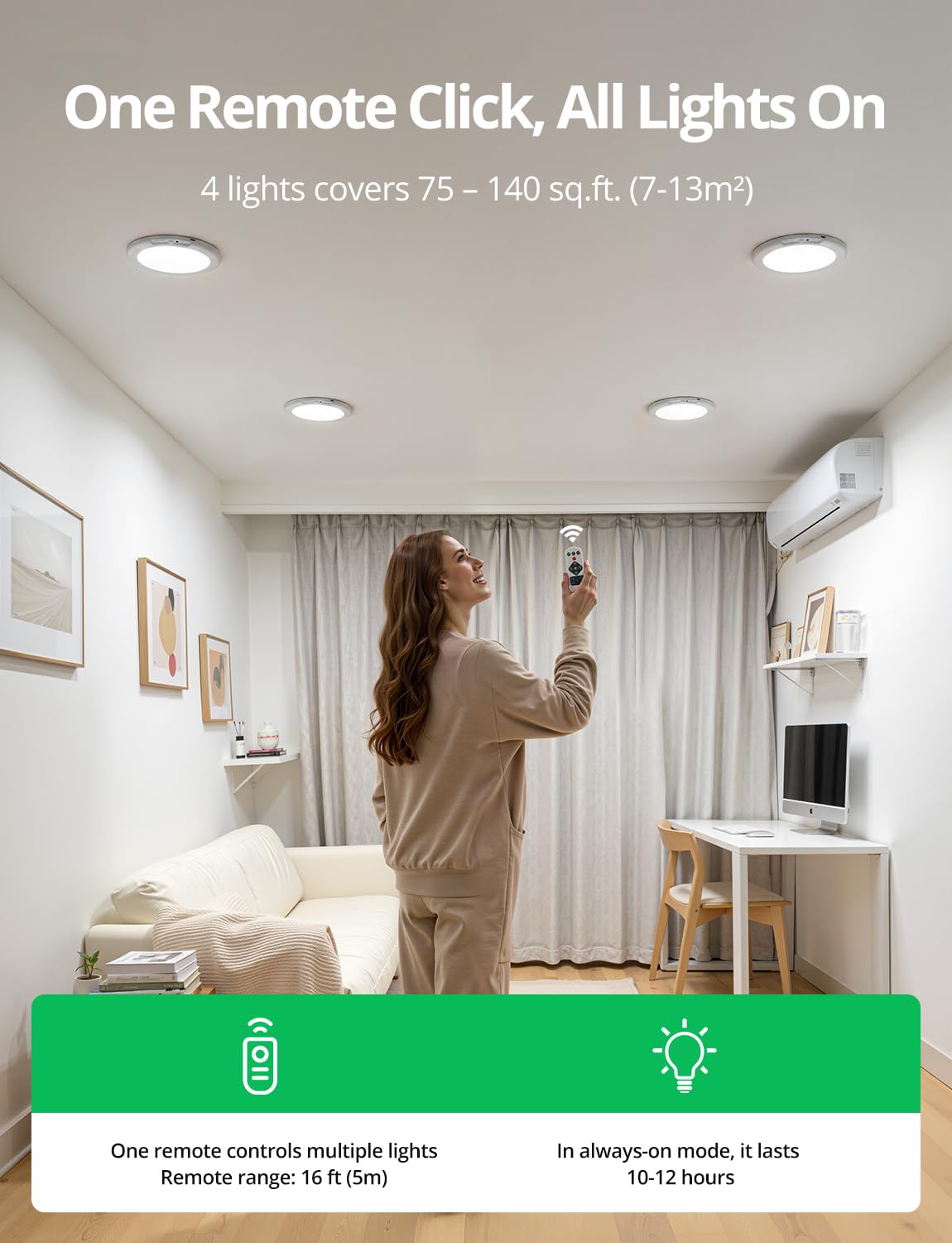 Bojim 4 Pack Rechargeable Motion Sensor Ceiling Light with Remote Wireless Magnetic LED Lights, Battery Operated Stick On Ceiling Shower Lights Renter Friendly for Closet Bedroom Hallway