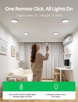 Bojim 4 Pack Rechargeable Motion Sensor Ceiling Light with Remote Wireless Magnetic LED Lights, Battery Operated Stick On Ceiling Shower Lights Renter Friendly for Closet Bedroom Hallway