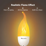 Morsatie Upgraded Flame LED Flame Light Bulbs, 3 Mode E12 Flickering Light Bulbs, Chandelier Base Candle Fire Light Bulb for Halloween Christmas Party Porch Patio Indoor Outdoor Decoration-6 Pack