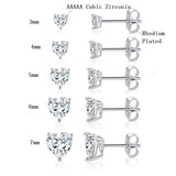 MDFUN 18K White Gold Plated Heart Stud Earrings for Women,5 Pairs