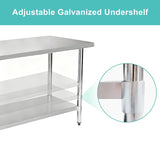 Okeyolive Stainless Steel Work Table 24 x 36 Inch, NSF Commercial Prep Table with Undershelf, Heavy Duty Food Prep Workstation
