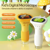 Portable Digital Microscope for Kids, Pocket Handheld Microscope Camera with 2'' Inch Screen, Educational Science Christmas Birthday Gifts for Age 3 4 5 6 7 8 9 10 11 12 Girls Boys - Orange