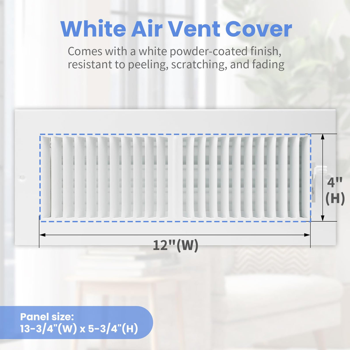 12 x 4 Inch [Duct Opening] Air Vent Covers for Wall or Ceiling - High Airflow 2 Way Steel Ventilation - Adjustable Wall/Ceiling Register, 13-3/4 Inch x 5-3/4 Inch [Overall Dimensions]