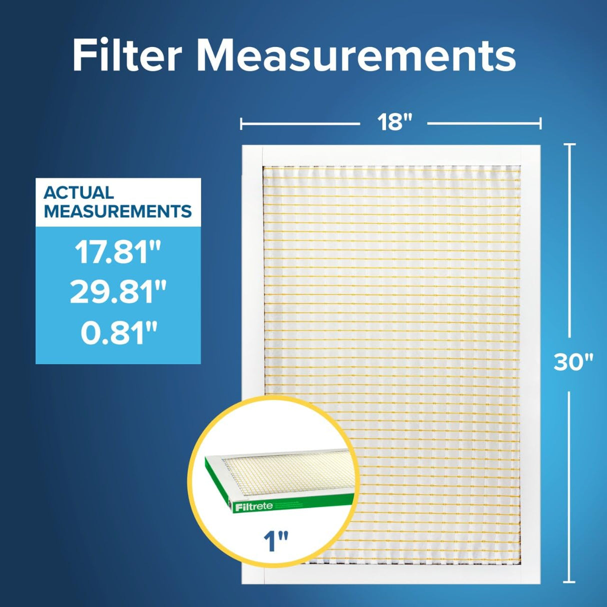Filtrete 18x30x1 AC Furnace Air Filter, MPR 700, MERV 8, Tough on Pollen, Easy on Airflow, 3-Month Pleated 1-Inch Electrostatic Air Cleaning Filter, 2-Pack (Actual Size 17.81 x 29.81 x 0.81 in)