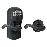 Schlage Plymouth Keypad Lock with Lever Handle, Electronic Keyless Door Entry, Auto‑Lock Enabled, Aged Bronze, FE575 PLY 716 FLA