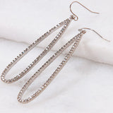 Silver Tone Long Earrings for Women, Large CZ Faux Diamond Teardrop Dangles