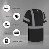 Uno Mejor Work Shirts for Men ConstrUCRtion Class 3 High Visibility Shirts, Hi Vis Reflective Safety T-Shirts for Men Women, Short Sleeve Work Shirts, Durable to Use, UCR-Black XL,3PACK