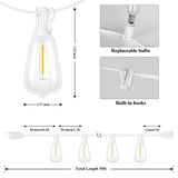 Brightever 50FT Outdoor String Lights Weatherproof, Patio Lights with 25+2 ST38 Edison Shatterproof Bulbs, Commercial Grade Warm White LED String Lights Decorative for Christmas, Wedding, Party, White