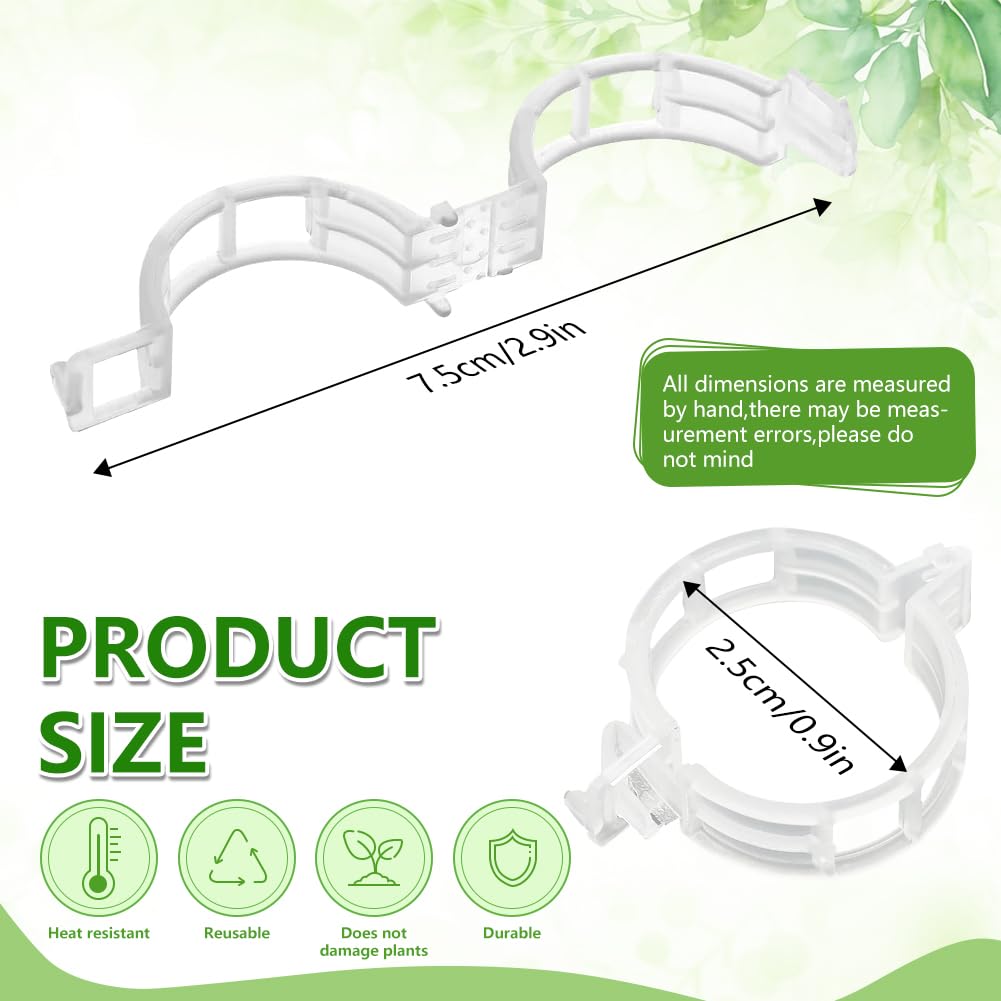 FXOICMI Plant Support Clips, Plastic Garden Fixing Clips for Climbing Plants Tomato Grape Vines, Greenhouse Garden Clips to Keep Plants Upright & Healthy (100, Green)