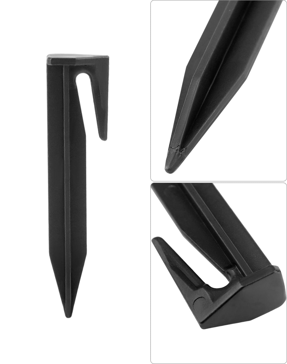 QWORK Plastic Boundary Wire Stakes, 200 Pcs, 3.35in, Black, Bayonet Tip, Garden Edging, Lawn Nails, Wire Pegs, Landscape Anchoring Spikes, Pet Fence, Mower Compatible