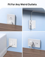 TROND Flat Extension Cord 10ft with 360° Rotating Plug, Low Profile Small Power Strip, 3 Prong Grounded Outlets Cube, 13A, SPT 16/3 AWG Cable, for Indoor Home Office Kitchen Cruise Essentials, White