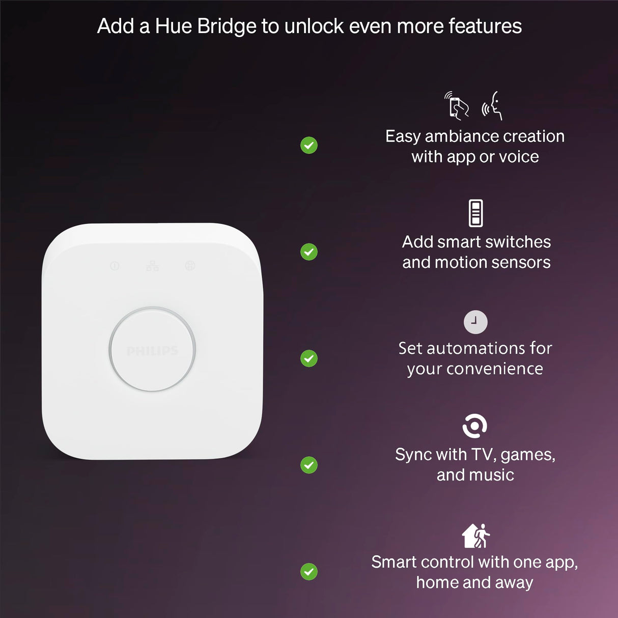 Philips Hue Essential Smart LED A19 Bulb 4-Pack, White and Color Ambiance, E26, 7.2W, 2200K-6500K, 800 Lumens, Dimmable LED Bulbs, Works with Alexa, Google Assistant, Apple Home