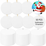 50 PCS Ceramic Sublimation Ornament Blanks Bulk 3 Inch White Round Crafts DIY Personalized Printed Home Porcelain Paintable Christmas Decorations