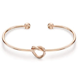 PAVOI 14K Gold Plated Forever Love Knot Infinity Bangle Bracelets for Women | Adjustable Rose Gold Bracelet