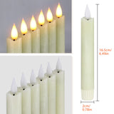 PChero Flameless Flickering Taper Candles with Remote Timer and Dimmer, 6.4 Inch Real Wax Ivory LED Candlesticks Battery Operated for Halloween Christmas Home Wedding Decor