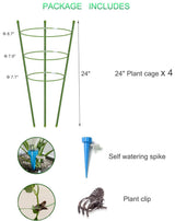 4 Pack Garden Plant Support Tomato Cage, Upgrade 24" Trellis for Climbing Plants, Plant Trellis Kits (24")