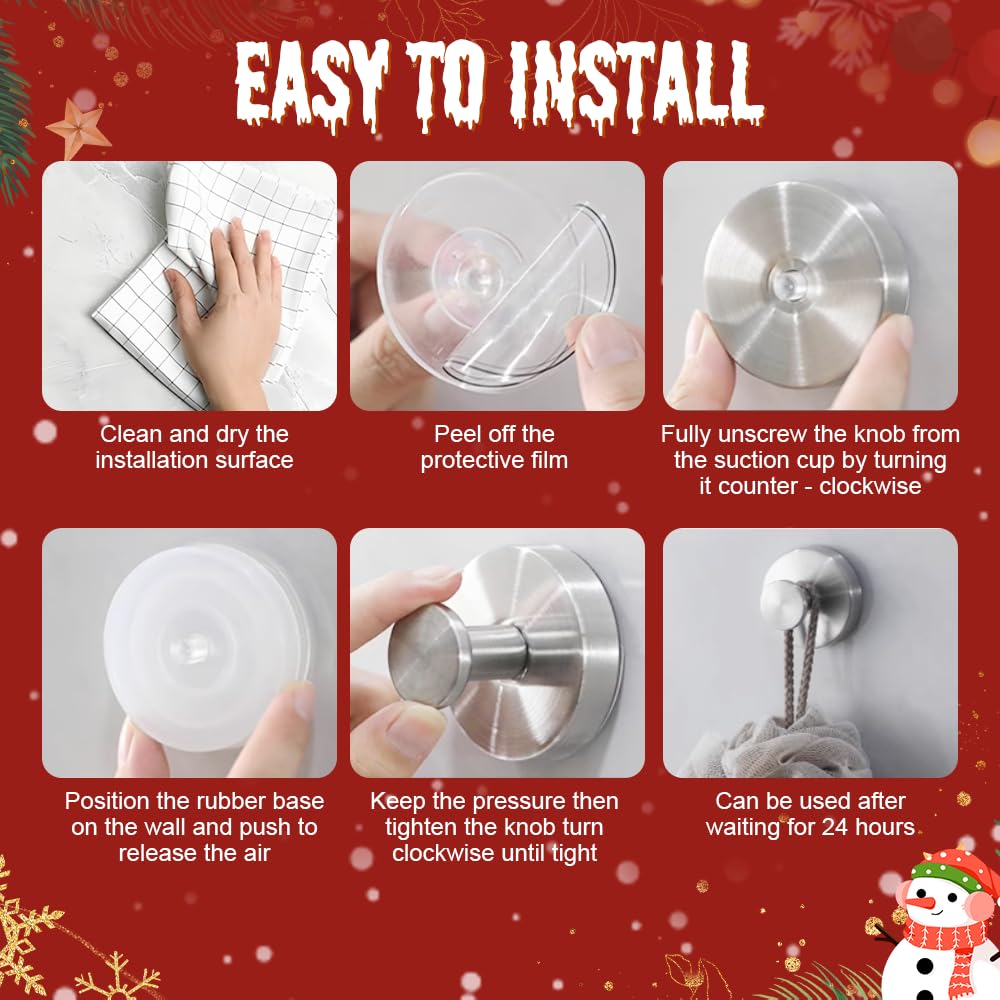 Suction Cup Hooks for Door Wreaths, 2025 Upgraded Wreath Hangers for Front Door, Halloween Christmas Suction Cup Wreath Hanger Holder for Glass Window Towel Shower Hooks Door Bathroom (2, Gold)