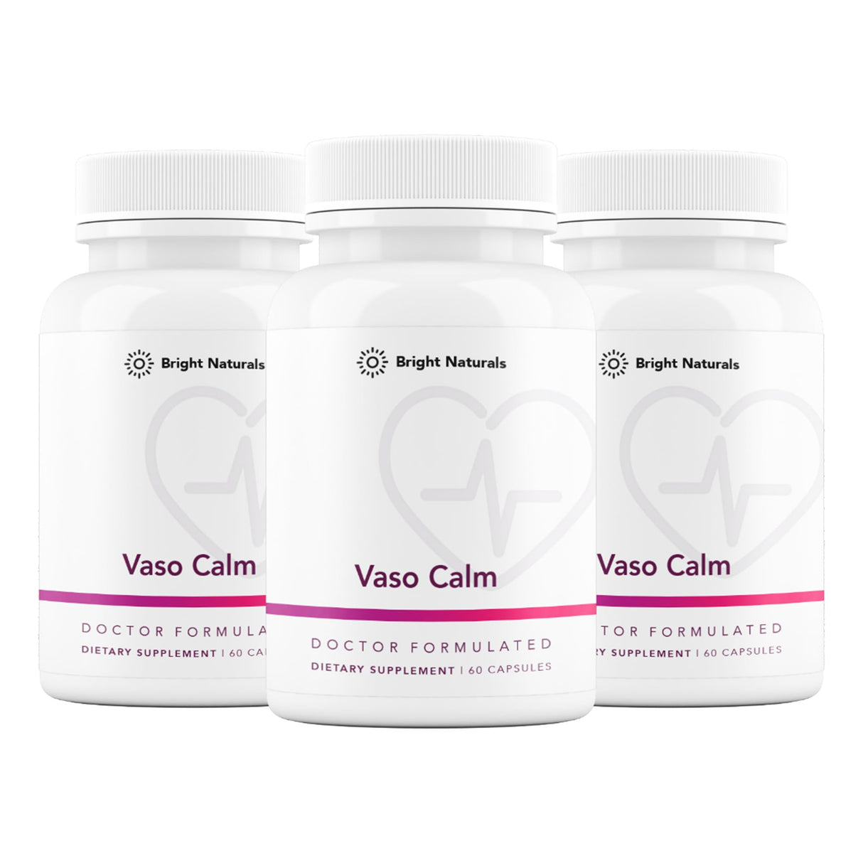 Bright Naturals Vaso Calm - Healthy Blood Balance Supplement - Features Fermented Garlic, Celery and Grape Seed Extract, Hibiscus, and Vitamin K2 - Made in The USA, 180 Capsules