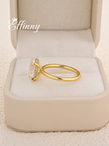 Effinny 3.5 Carat Elongated Oval Cut Engagement Ring for Women,925 Sterling Silver Solitaire Promise Ring (3.5ct,Golden, 5)