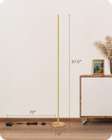 EDISHINE LED Corner Floor Lamp, Modern Slim Dimmable Light, Adjustable Height, 57.5" Minimalist Tall Lamp for Living Room, Bedroom, Office, 3000K Warm White Light (Gold)