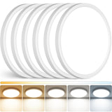 Peasur 12Inch LED Ceiling Light Flush Mount, 5CCT 3000K-6500K Adjustable Ceiling Light Fixture, 2400LM 24W Bright White Flat Lighting Fixture for Hallway Kitchen Bathroom Bedroom, 6Pack