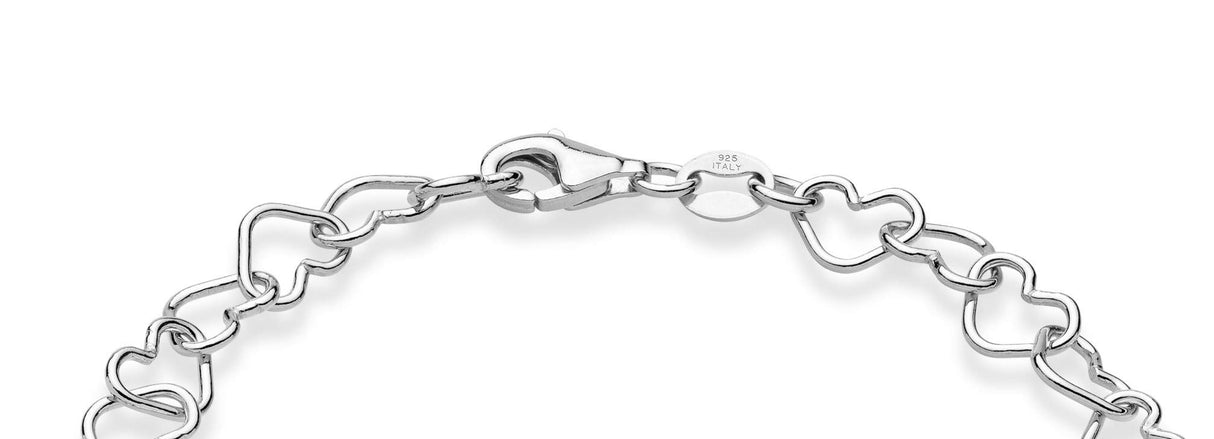 Miabella 925 Sterling Silver Italian Rolo Heart Link Chain Anklet Ankle Bracelet for Women, Made in Italy (Length 11 Inches)